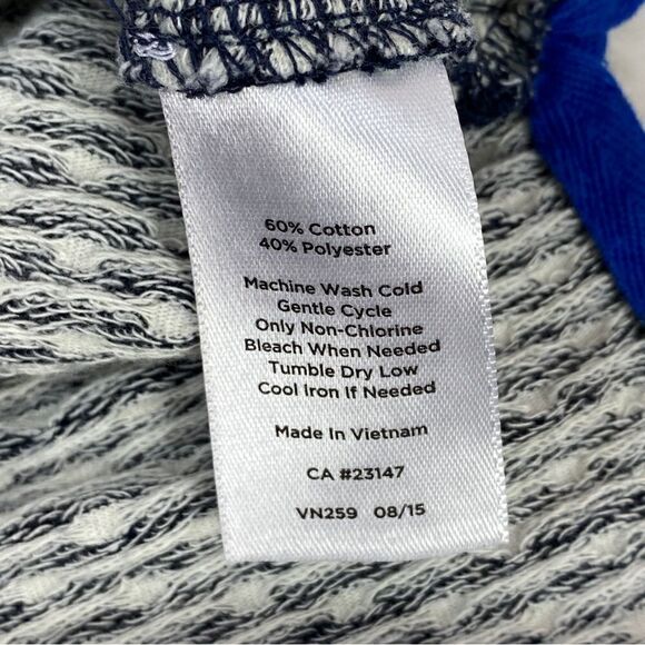 Talbots Polkadot Knit Kangaroo Pocket Pullover Top Blue White Small - Picture 10 of 13